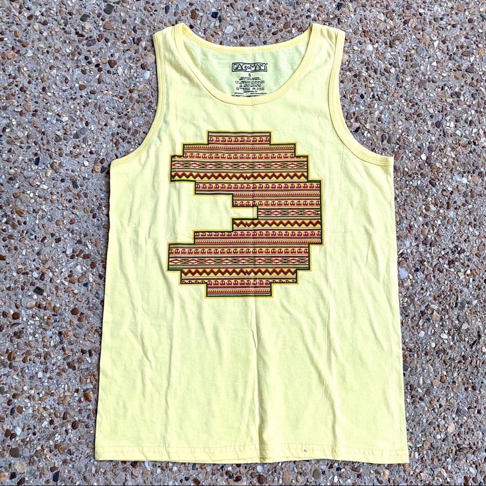 Like New  PAC-Man Yellow Muscle Graphic Tee Tank Size S